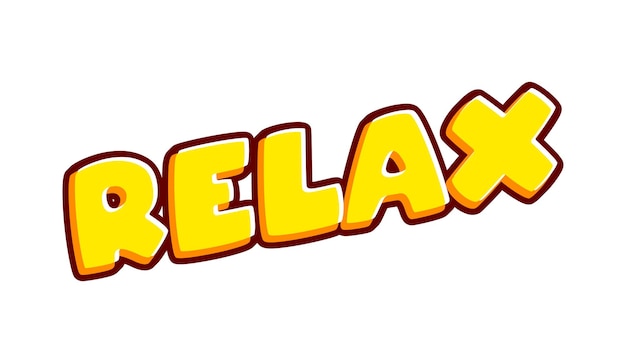 Relaxe letras de frase de tempo de relaxamento isoladas em vetor de design de efeito de texto colorido branco Texto ou inscrições em inglês O design moderno e criativo tem cores amarelo laranja vermelho