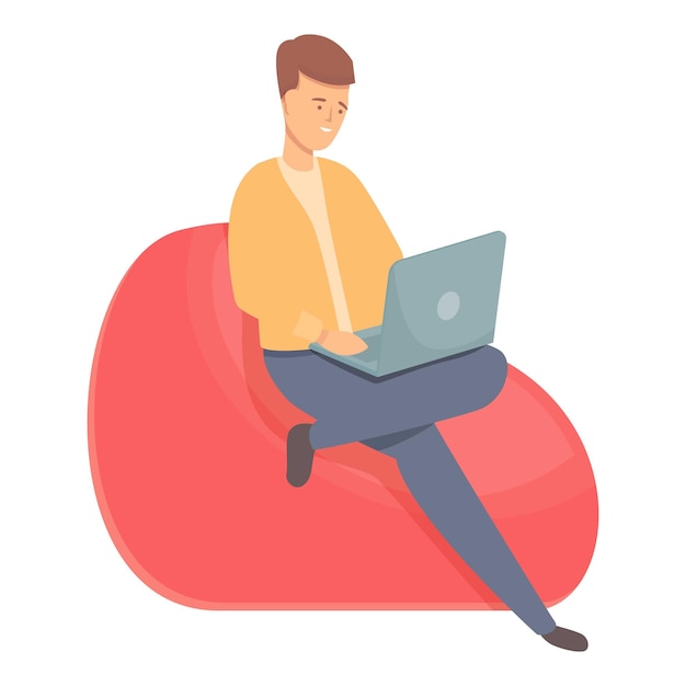 Relaxe trabalhando ícone desenho animado vetor Trabalho on-line Social inteligente