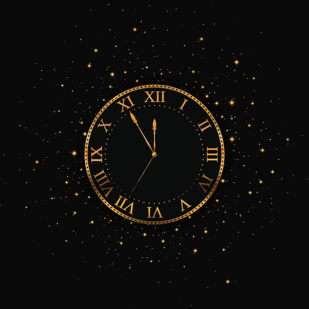 Relógio de ouro de ano novo. Feliz Natal.