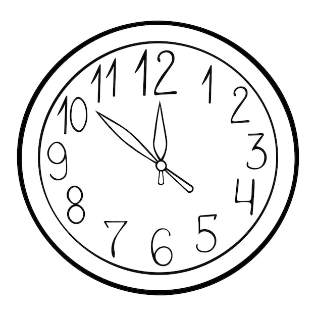 Vetor relógio de parede a hora é cinco minutos antes do ano novo ronda relógio mecânico com mãos