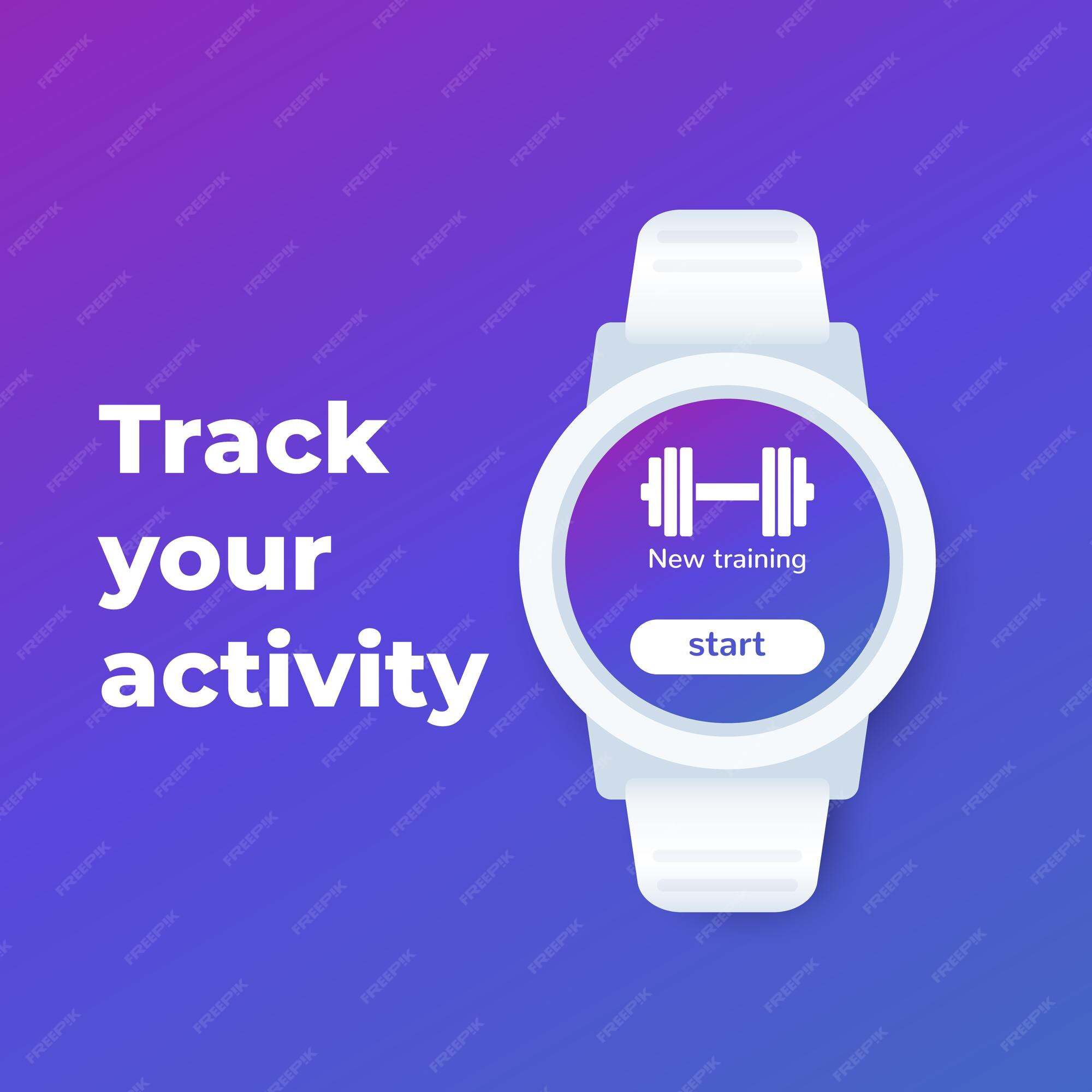 Relógio de pulso com app de fitness, design de interface do usuário