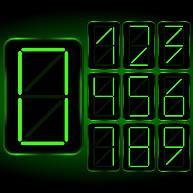Relógio digital . Digital Uhr Nummer. Ilustração de Vektor