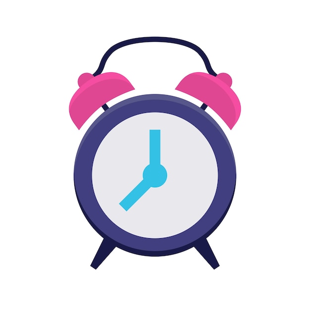 Relógio ícone plano clássico despertador tempo manhã hora ou minuto símbolo web e elemento de design móvel ícone de internet plana em estilo cartoon vetor ilustração colorida isolada em fundo branco