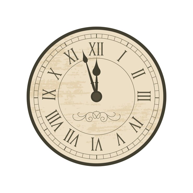 Relógio vintage isolado em vetor branco
