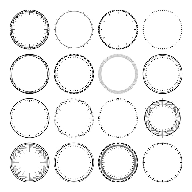Vetor relógios mecânicos com esfera de relógio com marcas de minutos e horas, temporizador ou elemento de cronômetro em branco