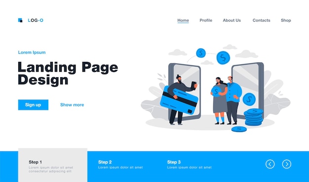 Remessa e transferência de dinheiro entre a página de destino de parentes em estilo simples