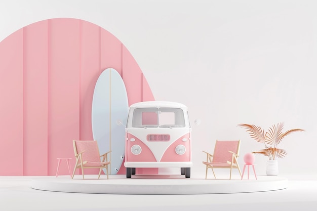 Render 3D Férias de verão exibição de produto abstrato exibição minimalista realista pódio em azul