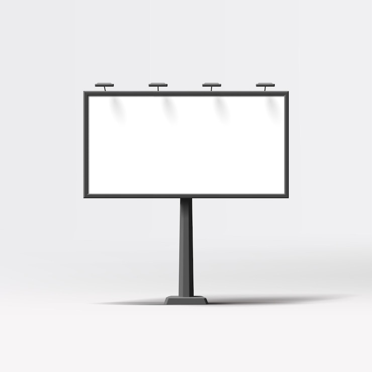 Vetor render style outdoor road billboard para publicidade ooh cartaz impressão grande tela com luzes