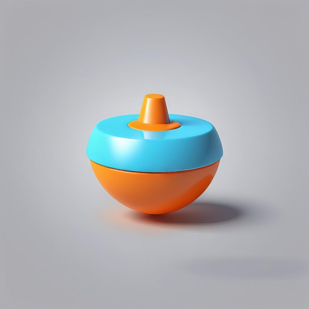 Vetor renderização 3d de bola redonda azul e laranja com cor laranja isolada em fundo cinza 3d ren