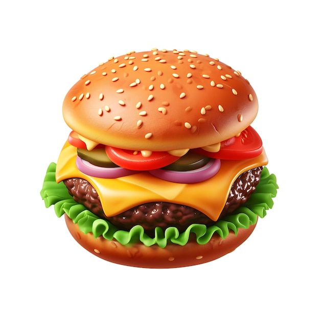 Vetor renderização 3d de hambúrguer isolado em fundo branco