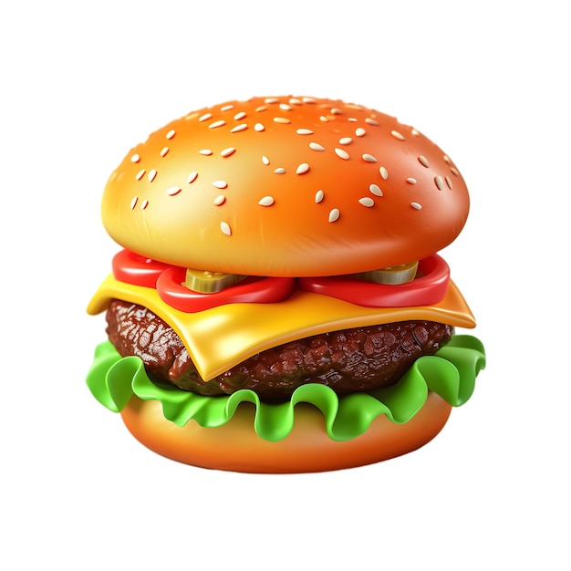 Vetor renderização 3d de hambúrguer isolado em fundo branco