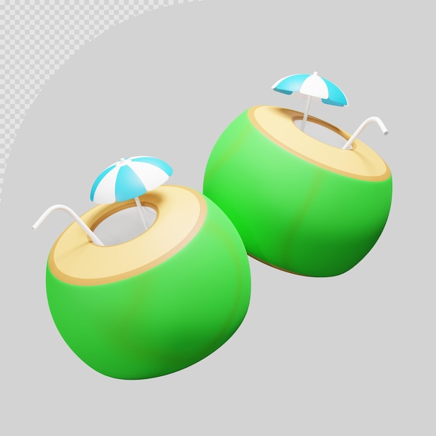Vetor renderização 3d de ícones de verão