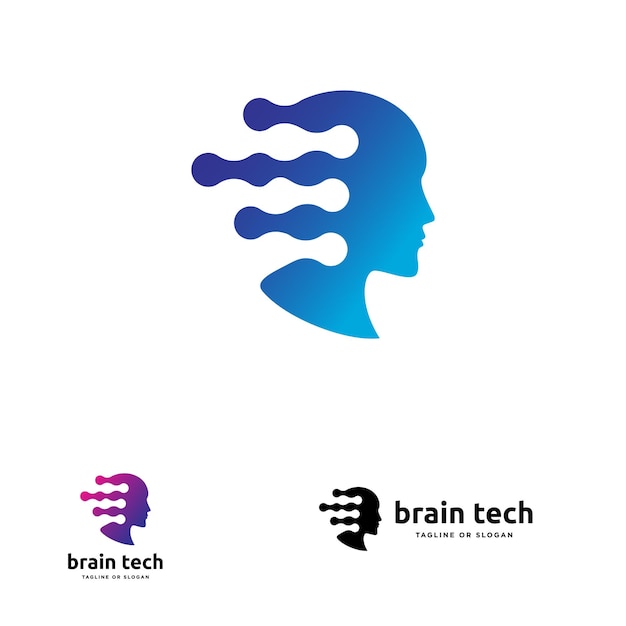 Vetor renderizações artísticas da neurotech brilliance do logotipo do ai brain