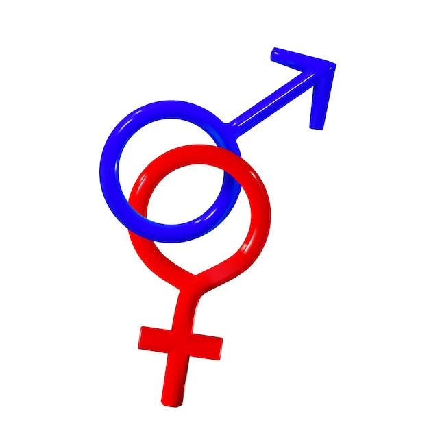 Vetor rendição de sinal de gênero de marte e espelho de venus homens e mulheres ilustração vetorial em estilo 3d