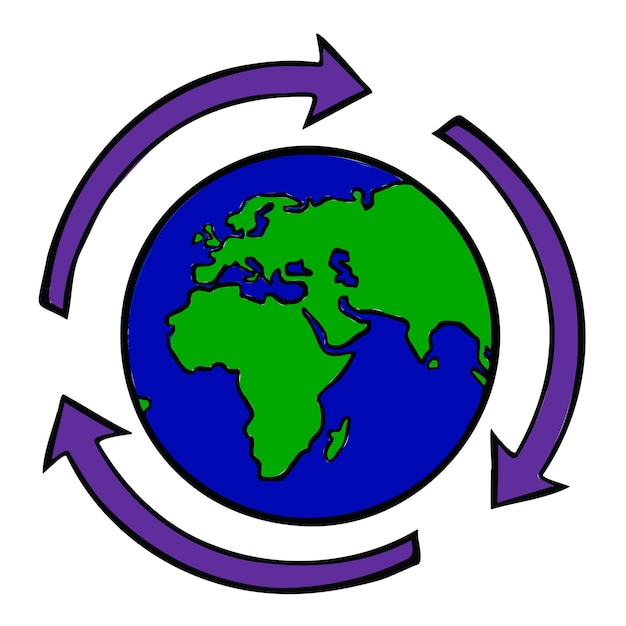 Vetor renovação do planeta, símbolo desenhado à mão de reciclagem
