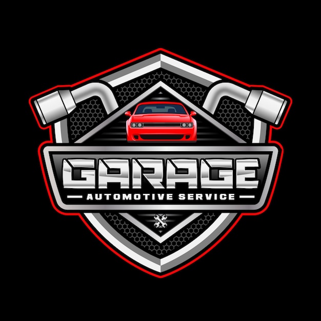 Vetor reparação de automóveis e modelo de logotipo de garagem para a indústria automotiva