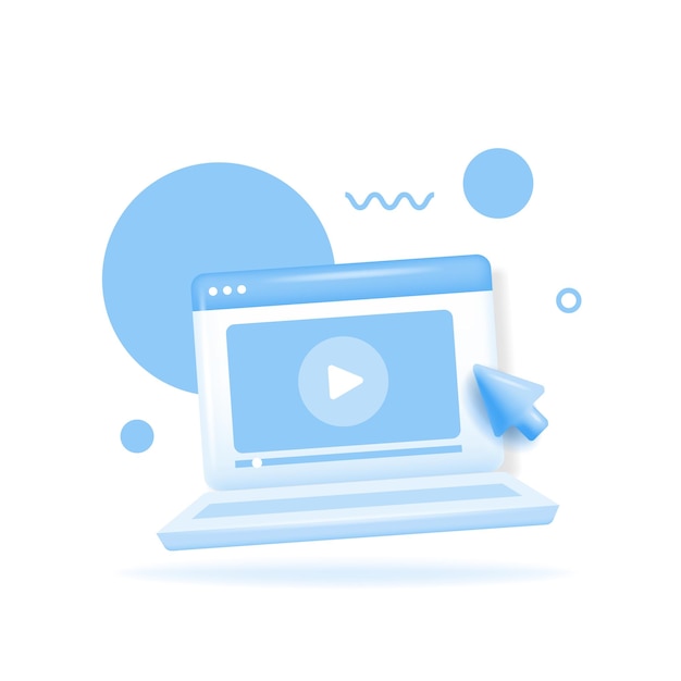 Reprodutor de vídeo 3d isolado em fundo claro Aplicativo de reprodutor de serviço de vídeo Vetor moderno e moderno em estilo 3d para web design