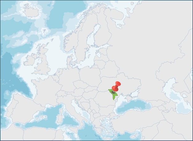 Vetor república da moldávia localização no mapa da europa