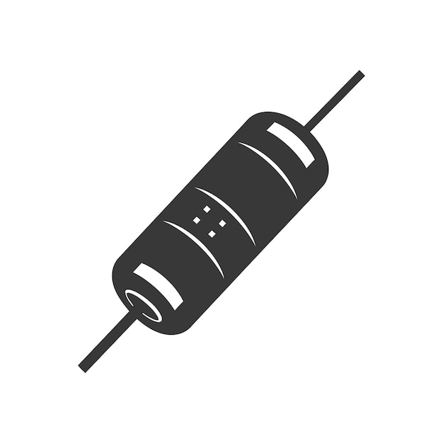 Vetor resistor de silhueta de componente eletrônico único cor preta apenas