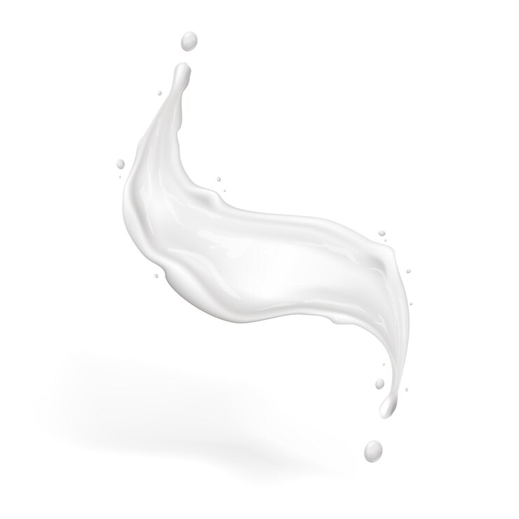 Vetor respingo branco realista de leite ou creme