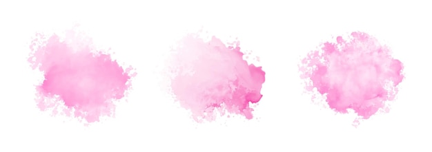 Respingo de água em aquarela rosa abstrato definido em um fundo branco Textura de aquarela vetorial na cor rosa Mancha de pincel de tinta Mancha de luz suave rosa Respingo pastel de aquarela