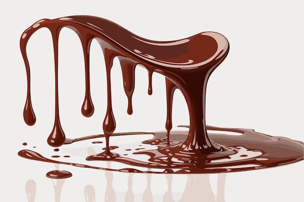 Vetor respingo de coroa de chocolate líquido em uma piscina de chocolate líquido e ondulações