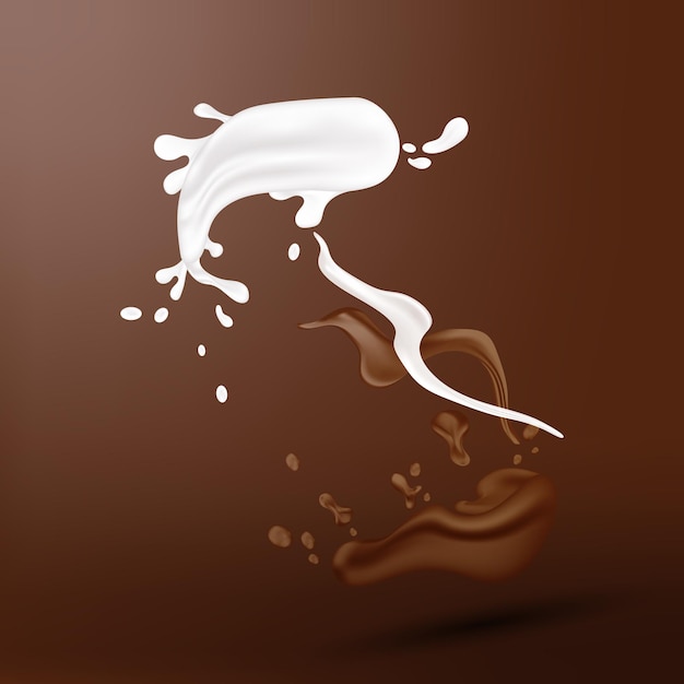 Vetor respingo de leite e chocolate