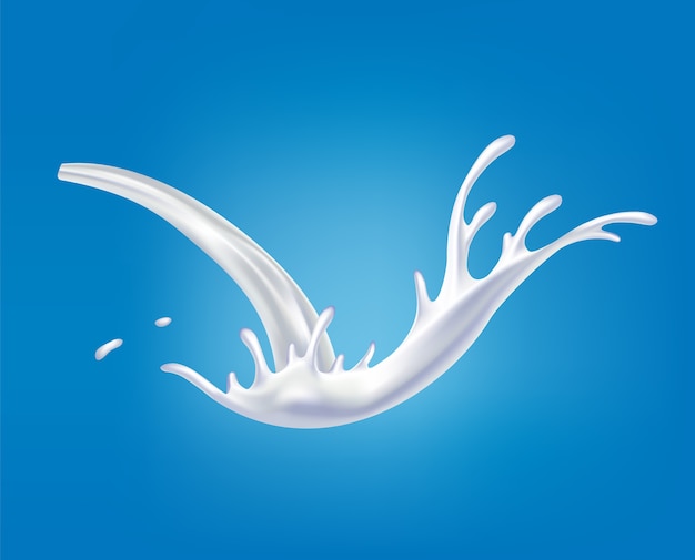 Respingo de leite realista. derramando um líquido branco ou produtos lácteos.