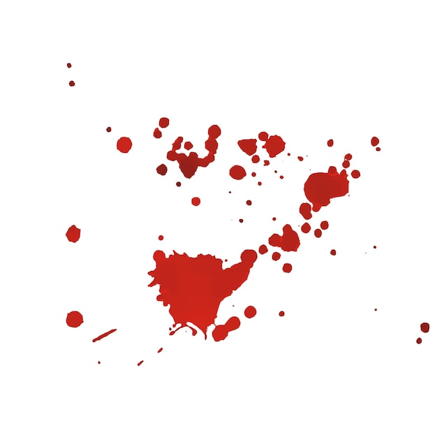 Respingo de sangue aquarela vermelho em um fundo branco