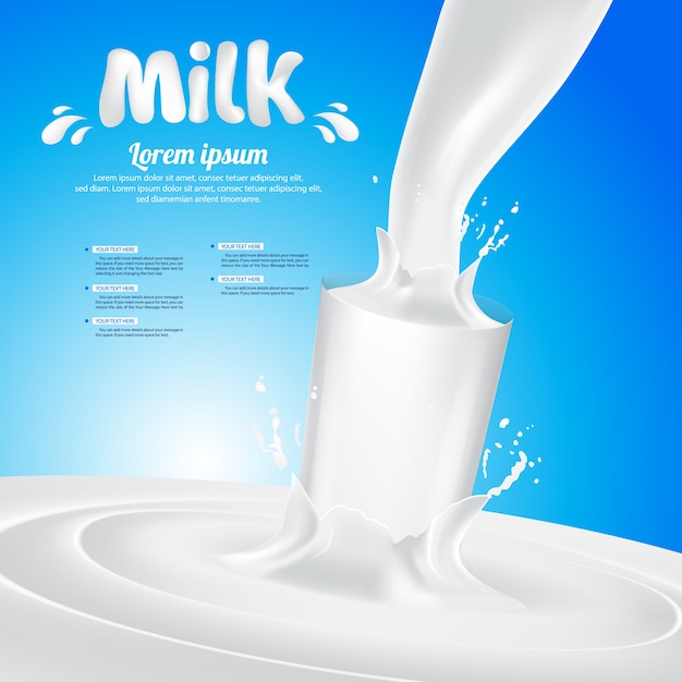 Respingo de vidro de leite Vector Background ilustração