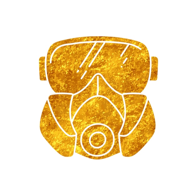 Vetor respirador e óculos de proteção desenho em estilo de cor dourada
