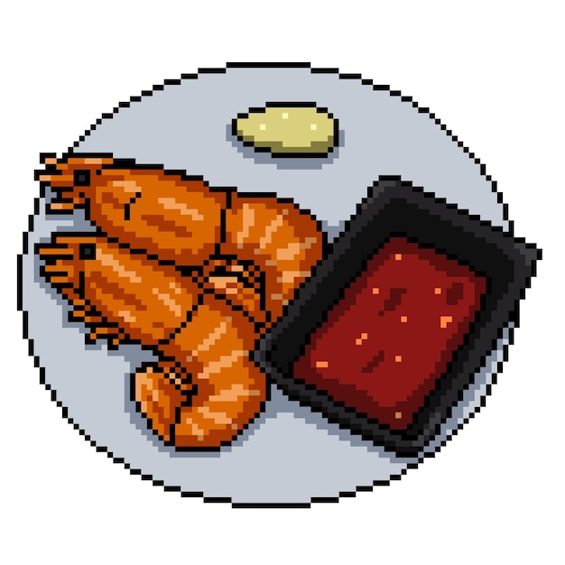 Restaurante de camarão de frutos do mar de pixel art