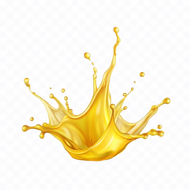 resumo 3d líquido amarelo ou óleo espalhado no estilo de coroa isolado em fundo branco