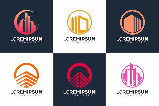 Resumo conjunto design de logotipo imobiliário