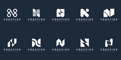 Resumo conjunto monograma letra n logotipo design
