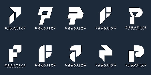 Resumo conjunto monograma letra p design de logotipo