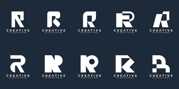 Resumo conjunto monograma letra r logotipo design