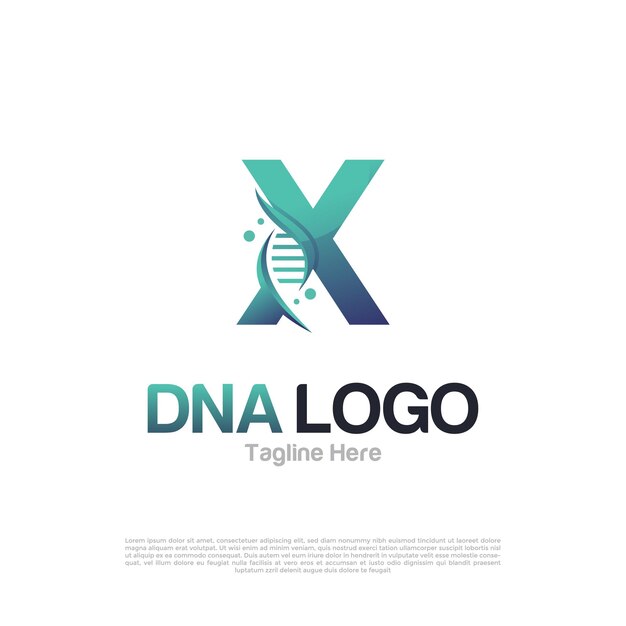 Vetor resumo da letra x e logotipo do vetor dna