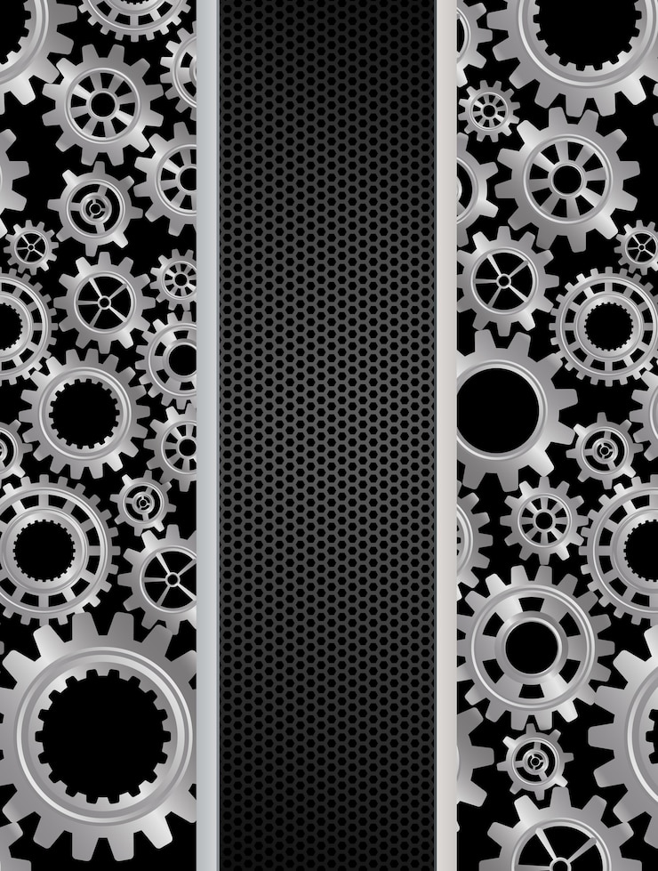 Vetor resumo de banner de engrenagens em fundo preto