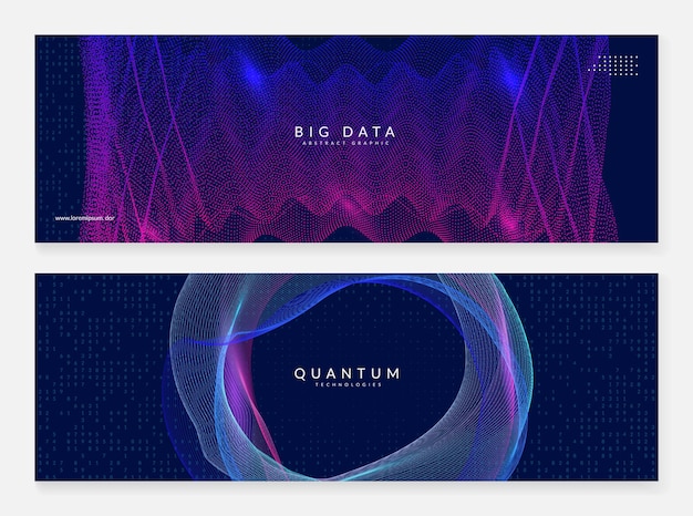 Resumo de big data. conjunto de banner de tecnologia digital.