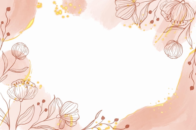 Resumo de fundo aquarela pastel de ouro e pêssego floral