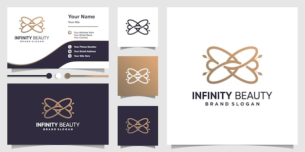 Resumo de logotipo de beleza infinita com conceito de arte de linha criativa premium vector