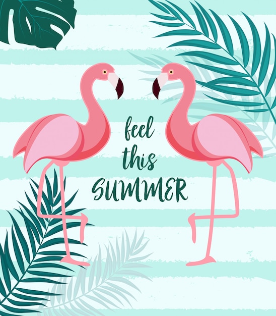 Resumo de verão bonito com flamingo rosa feel this summer