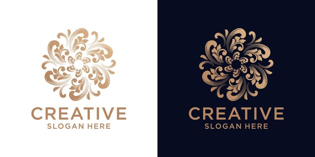 Resumo do design do logotipo com ornamento floral