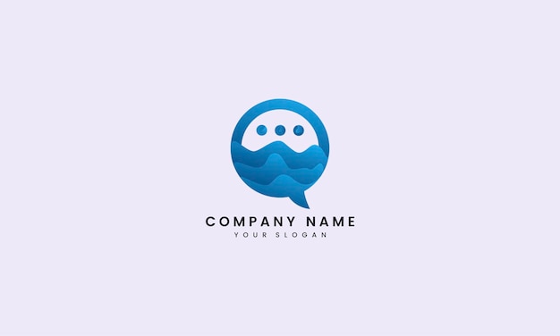 Resumo do logotipo do blue chat bubble wave