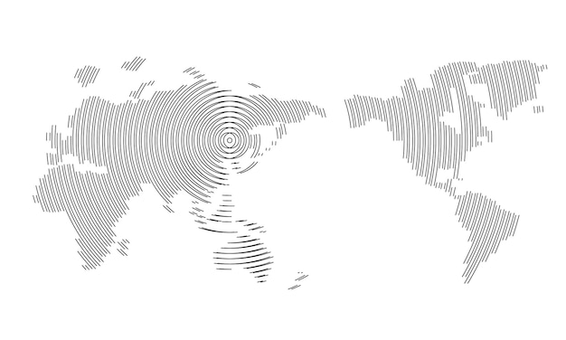 Resumo do mapa do mundo de fundo de tecnologia global de digitalização Conceito de inovação digital para o seu design