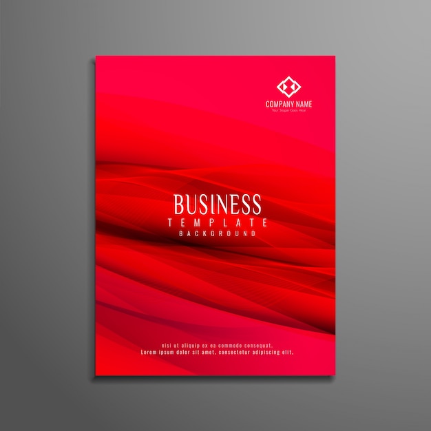 Vetor resumo folheto de negócios vermelho ondulado
