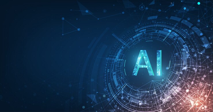 Vetor resumo futurista digital e tecnologia em fundo de cor azul escuro