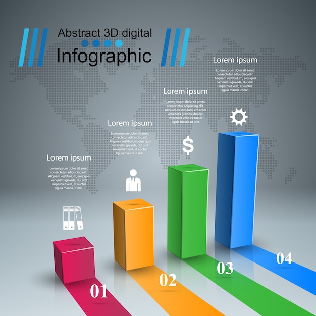 Resumo ilustração digital 3d infográfico.