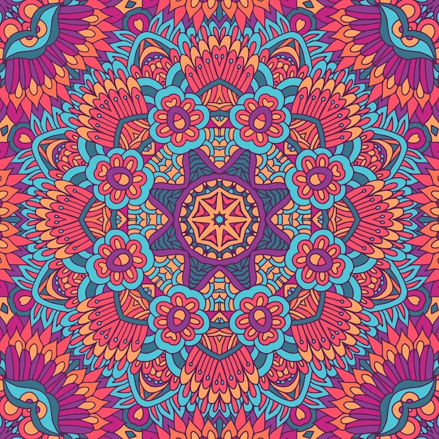 Resumo Mandala vintage têxtil indiano sem costura padrão étnico ornamental design de superfície arabesco